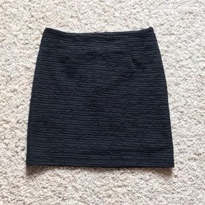 Black Textured Pencil Skirt